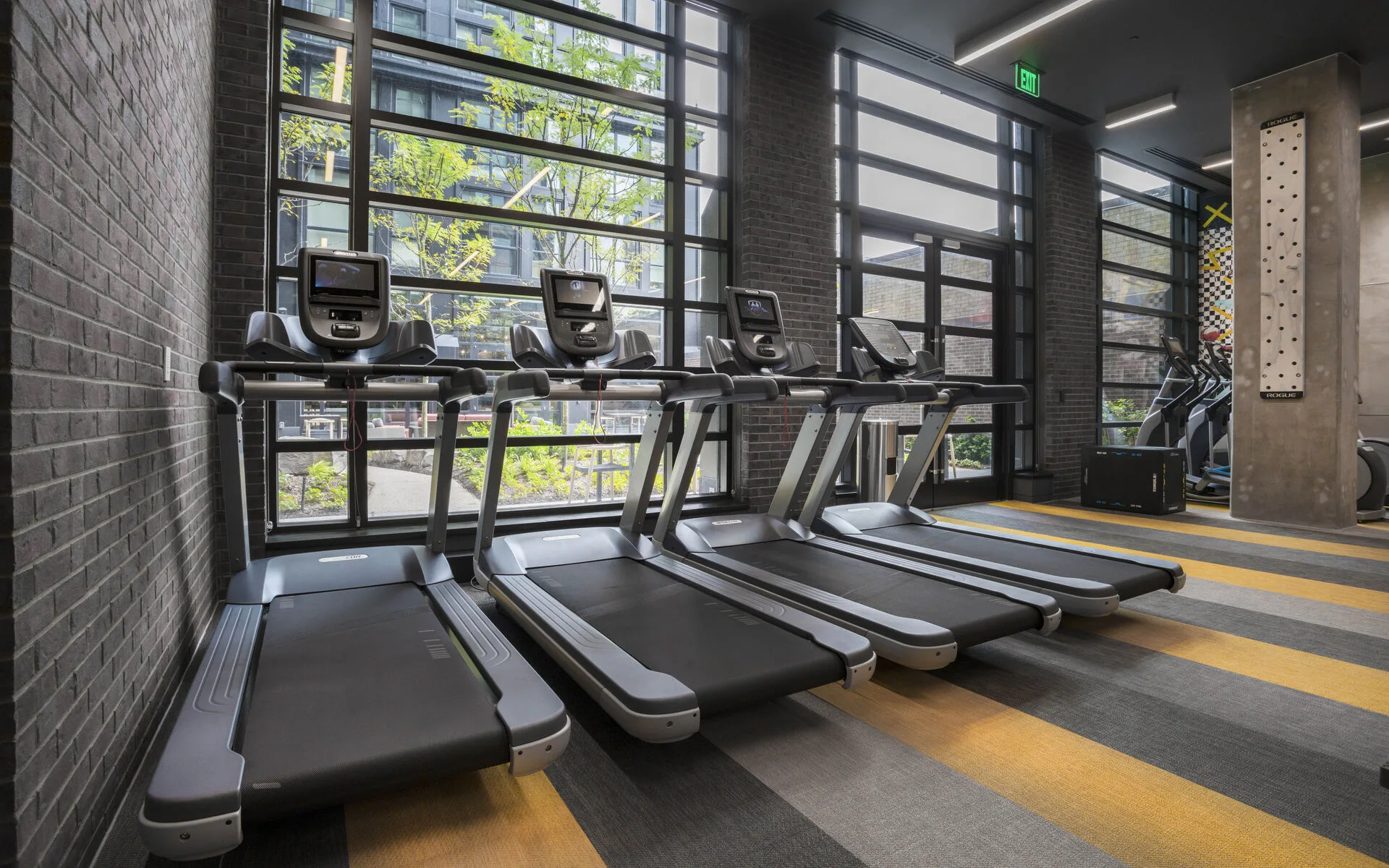 Fitness center treadmills